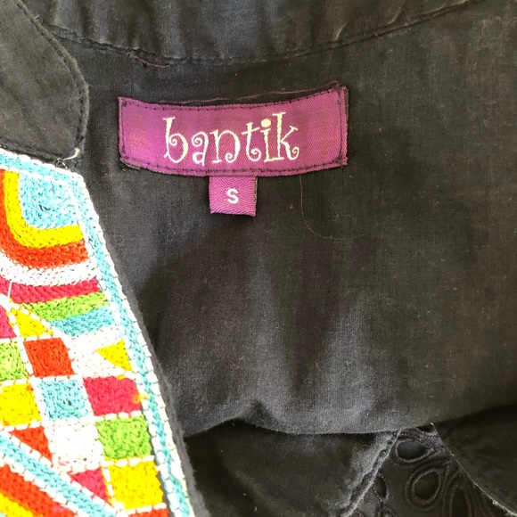 Batik Blue Dress Short Sleeve Aztec Embroidery - Picture 7 of 11